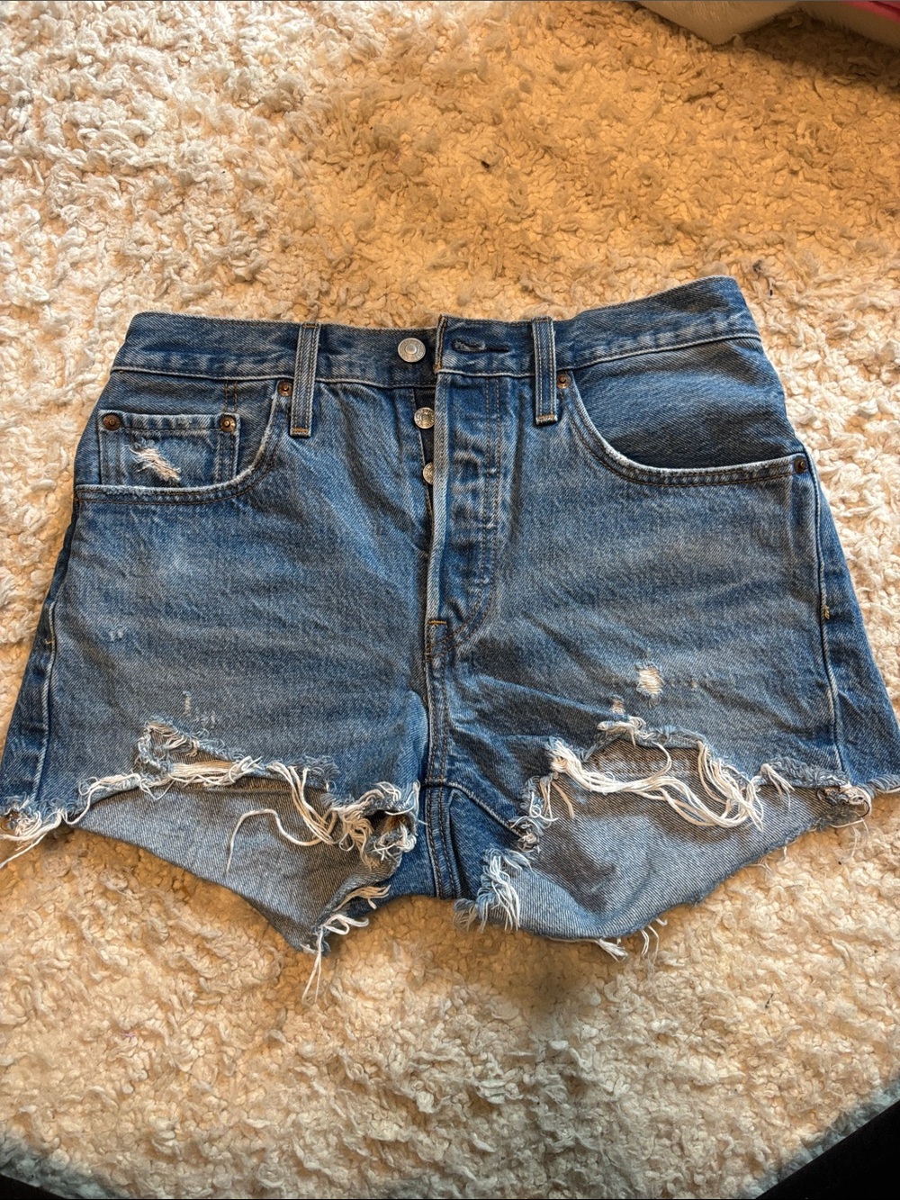 Levi's Distressed Cutoff Denim Shorts - Blue